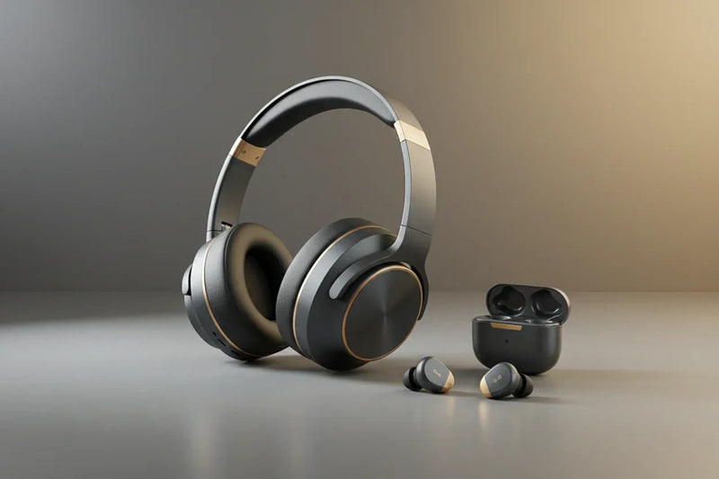 Premium wireless and wired headphones and earphones collection - over-ear, and on-ear audio accessories