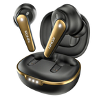 Ronin R-7065 Eclipse Wireless Earbuds Black and gold wireless earbuds with charging case on a white background