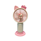 Pink and white kitty deigned pattern 2-in-1 Mini Fan - Desktop Stand Mode with USB Charging