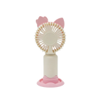 Pink and white kitty deigned pattern 2-in-1 Mini Fan backside- Desktop Stand Mode with USB Charging