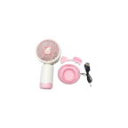 Pink and white kitty deigned pattern 2-in-1 Mini Fan - Desktop Stand Mode with USB Charging