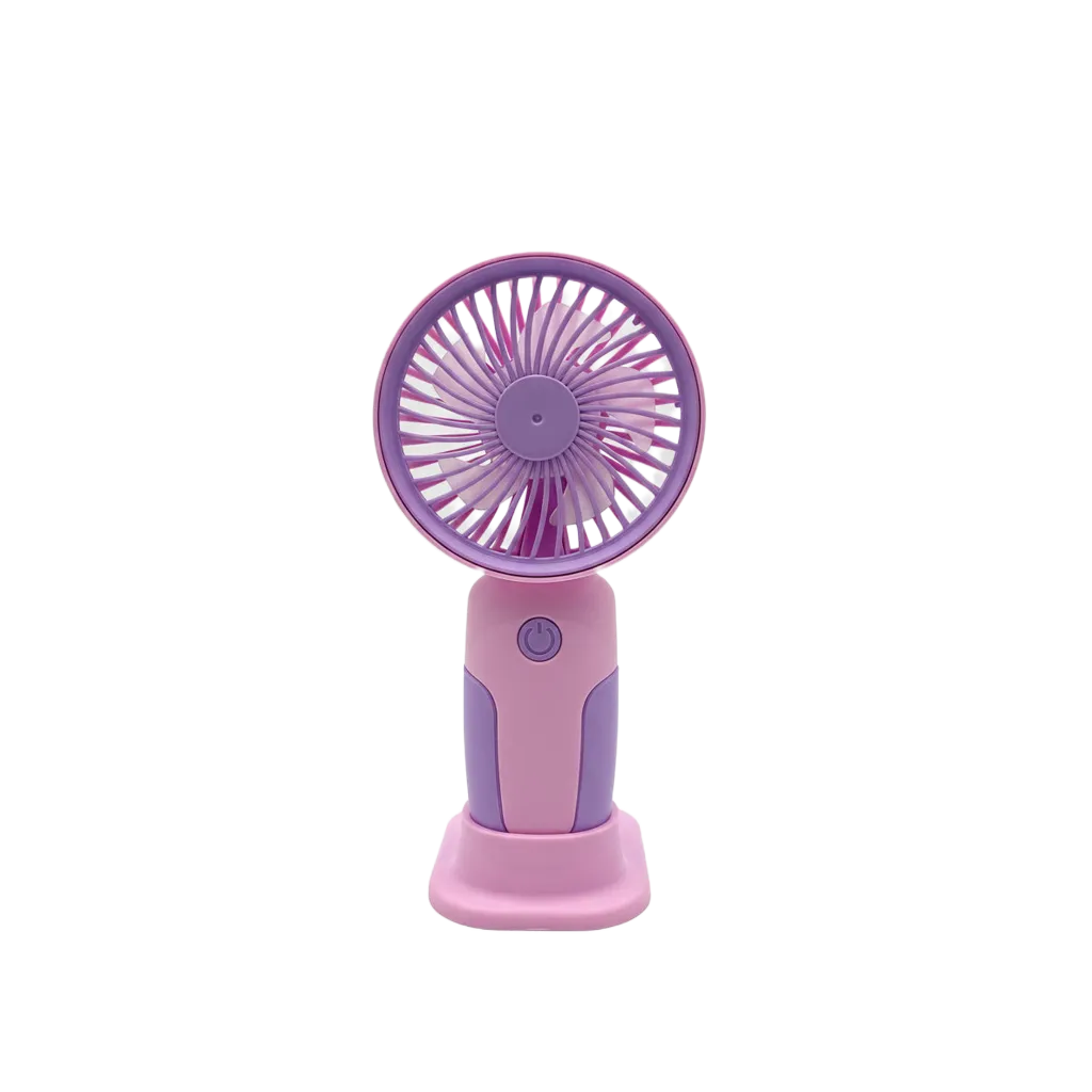 Pink and Purple Color 2-in-1 Mini Fan - Desktop Stand Mode with USB Charging