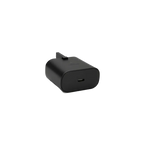 Samsung 25W Super Fast Charger Black side view - compact lightweight USB-C wall adapter with 3-pin UK plug and smart Power Delivery technology