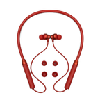 Amoi HY-Q5 Bluetooth Neckband Headphones in Red with ear tips - wireless sports earphones with secure neckband design and built-in controls for workouts and commuting