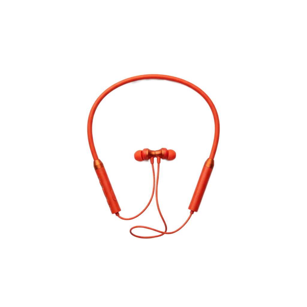 Amoi HY-Q5 Bluetooth Neckband Headphones Red front view - wireless sports headphones with crystal-clear call quality and easy music playback controls for gym and cycling