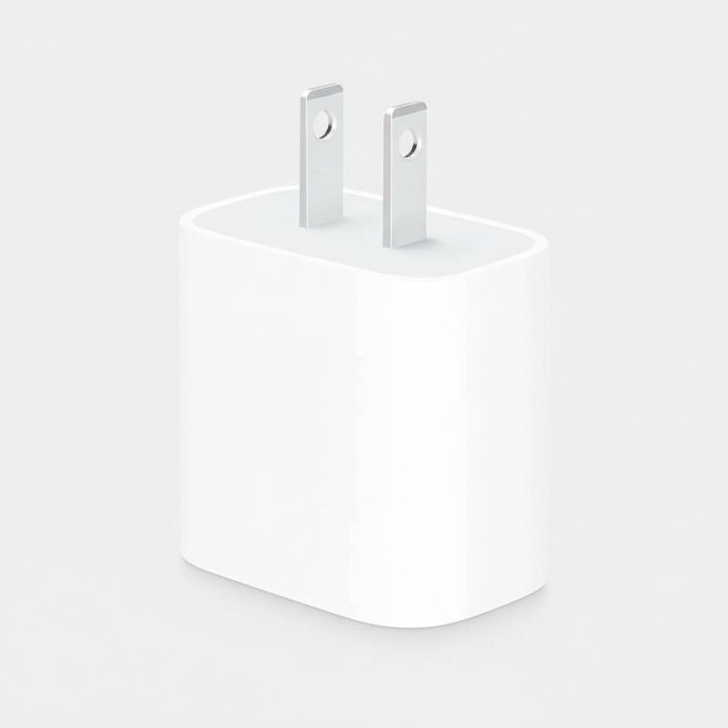 White power adapter on a white background