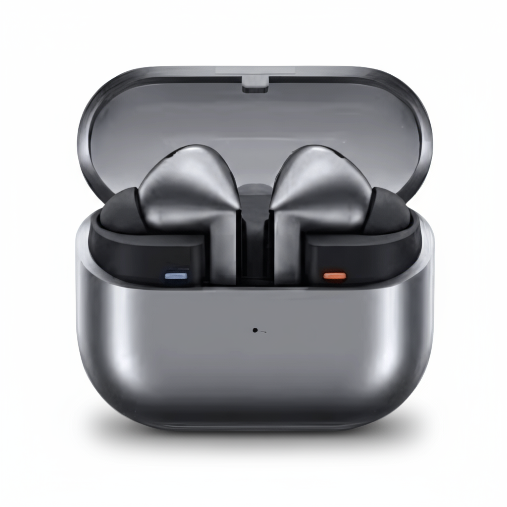 Wireless Buds pro 3 earbuds in a charging case on a white background