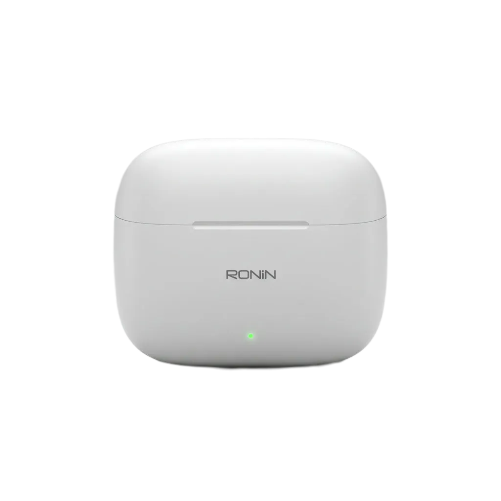 Ronin R-740 Vivid White TWS Earbuds with charging case - 20 hours battery life, customizable touch controls, and Superior Voice Precision for crystal-clear calls