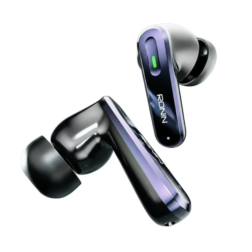 Ronin Vesper R-7075 Gaming Earbuds - 13mm drivers with Ronin Studio App support for customizable EQ settings, ANC levels, and touch controls