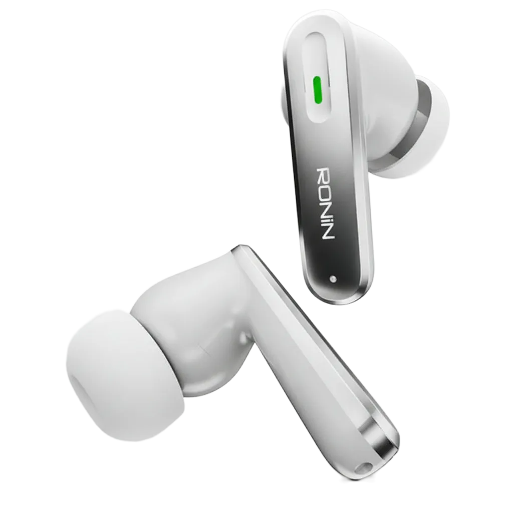 Ronin Vesper R-7075 ANC Earbuds with 320mAh charging case - 5 hours playtime with Bluetooth 5.3 connectivity and dual device pairing capability