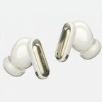 White and gold wireless earbuds with 'RONIN' branding on a white background