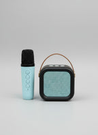 Colorful K12 karaoke sound system with wireless speaker and microphones - front view