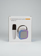 Colorful karaoke sound system K12 wireless speaker with microphones front box view