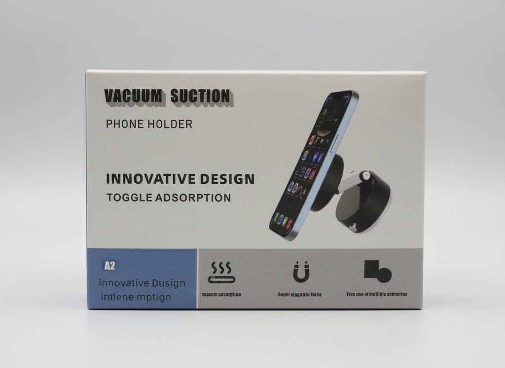 Box for a vacuum suction phone holder on a textured surface