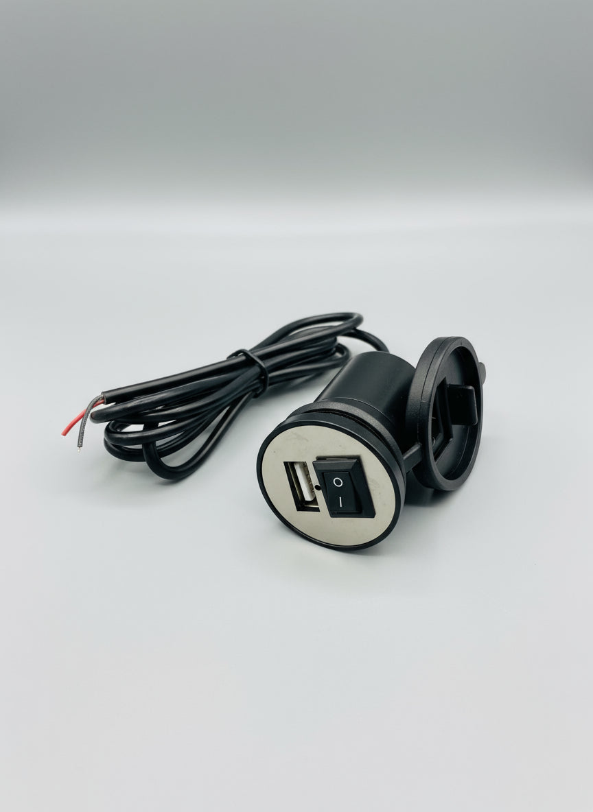 Waterproof motorcycle USB phone charger with handlebar mount