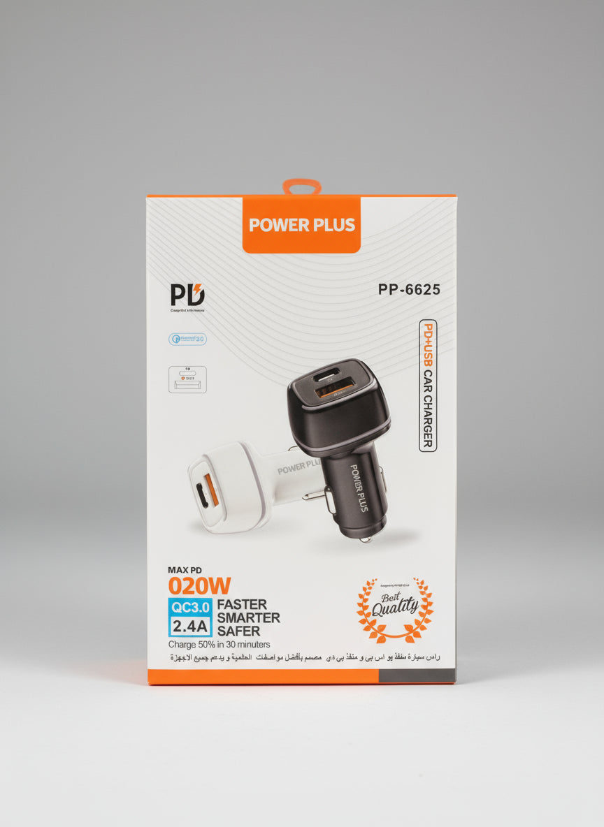 Power Plus PDU38 dual USB car charger 2.4A with Smart IC Q240 back box view
