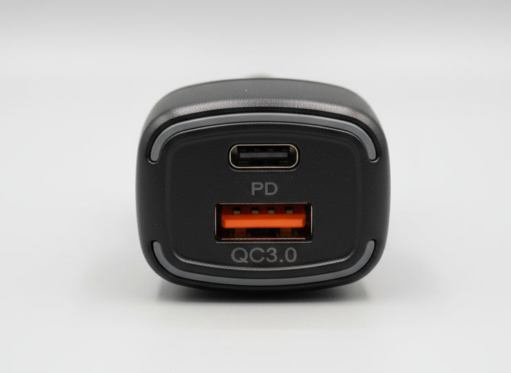 Power Plus PDU38 dual USB car charger 2.4A with Smart IC Q240 in black back view