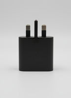 Samsung 25W USB-C fast charger UK plug in black front view