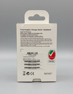 Samsung 45W USB-C Super Fast Charger retail box in black, back view