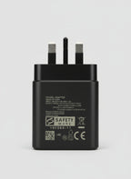 Samsung 45W USB-C Fast Charger UK plug in black, back view