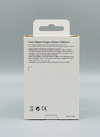 Samsung 25W USB-C Super Fast Charger retail box in white, back view