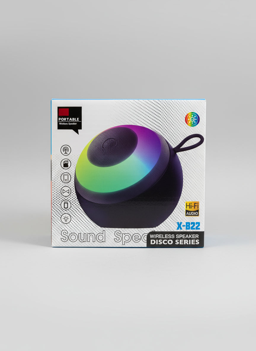 Sound Spec Disco Series wireless speaker with Hi-Fi X-Bass - portable box front view