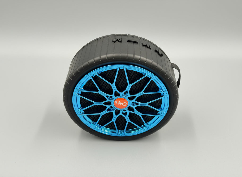 Universal wireless speaker MB-SPK-103 car wheel style Bluetooth speaker in blue top view