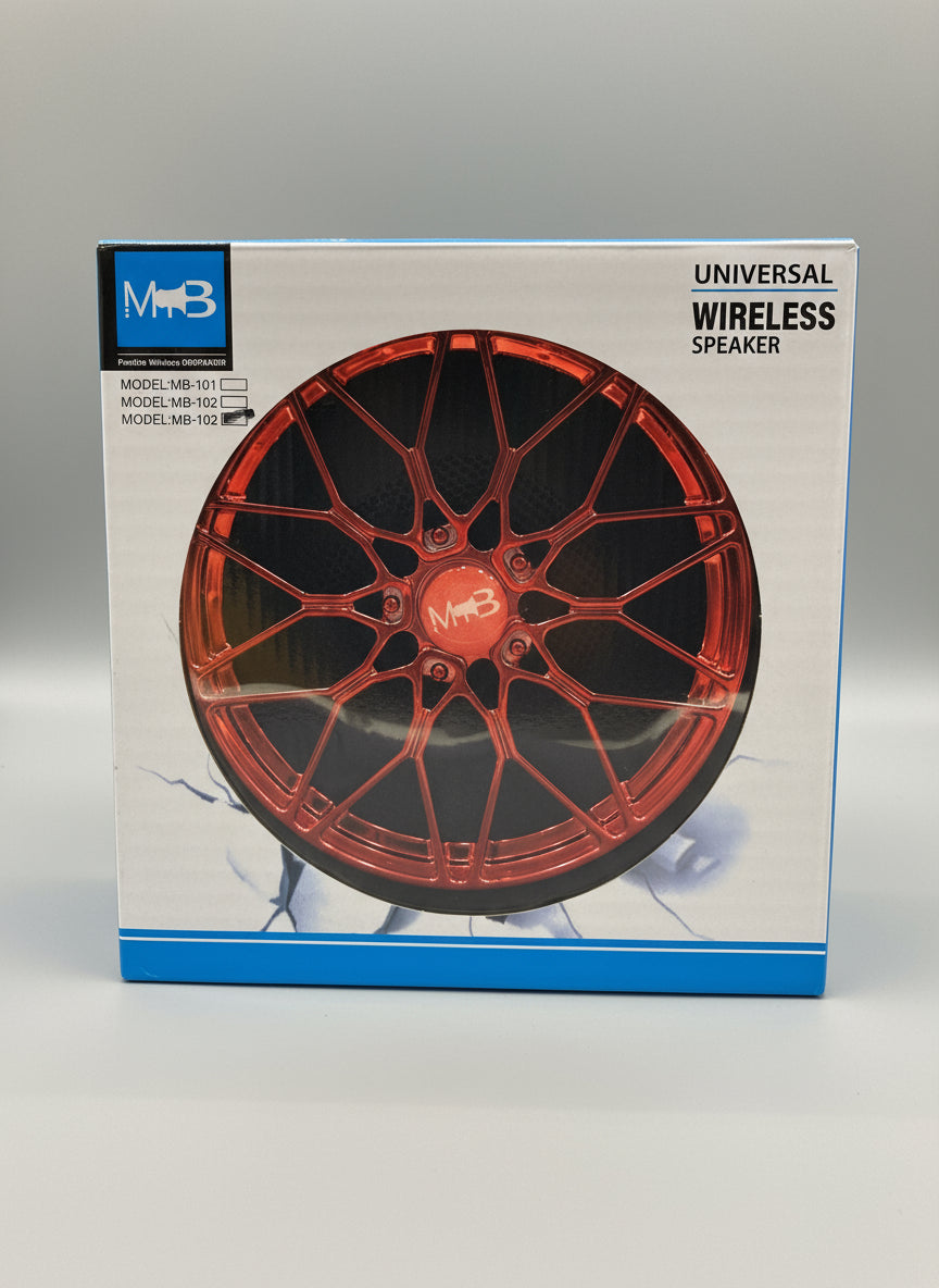 MB-SPK-103 car wheel style Bluetooth speaker red packaging