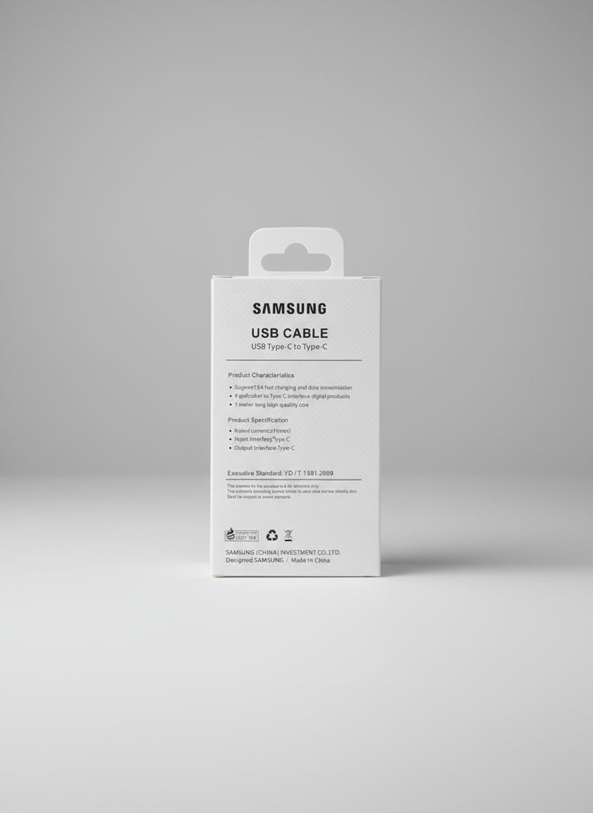 USB Type-C Samsung data cable  retail box back packaging
